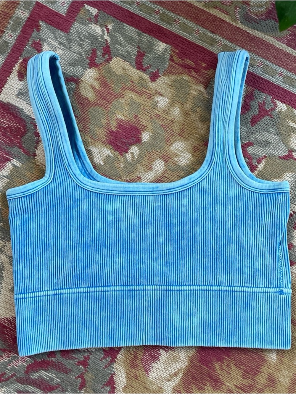 Zenana Seamless Light Blue Acid Washed Cropped Tank